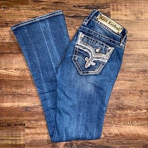 Rock Revival Women’s Boot Cut Jeans Size 23 Pink & White Pockets